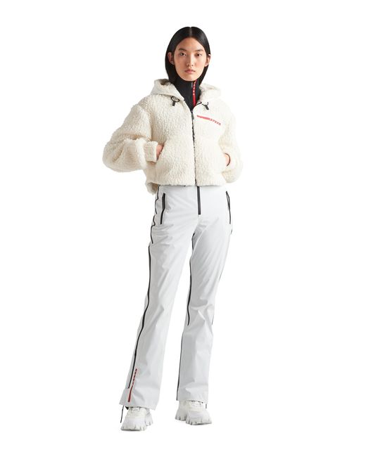 Prada Natural Cropped Double Fleece Jacket