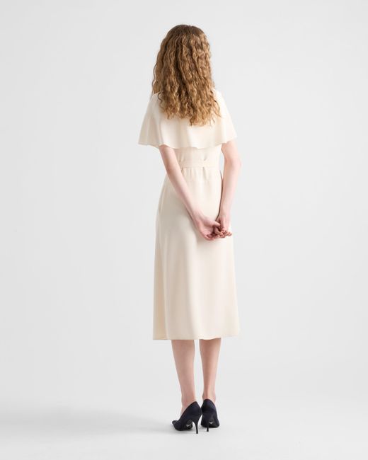 Robe Plissée En Crêpe Marocain Prada en coloris White