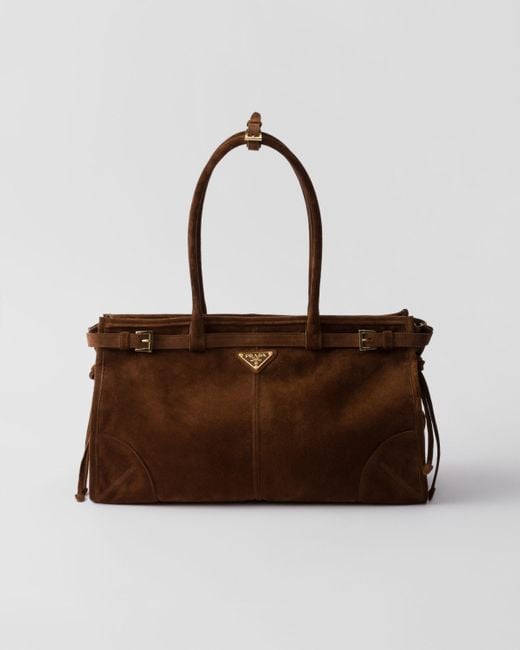 Prada Brown Bonnie Large Suede Handbag