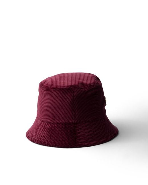Prada Red Corduroy Bucket Hat