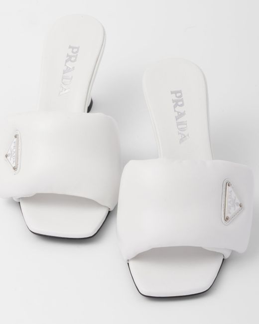 Prada White Soft Padded Nappa Sandals