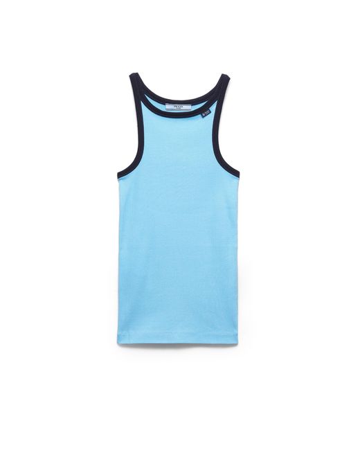 Prada Ribbed Knit Tank Top, Lightblue