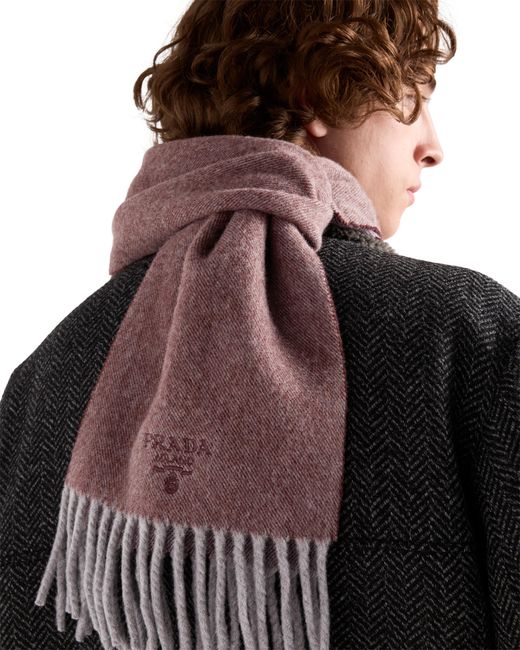 Prada Purple Cashmere And Wool Scarf for men