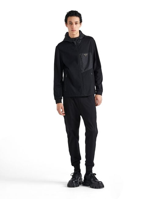 Prada Black Technical Cotton And Re-Nylon Pants for men