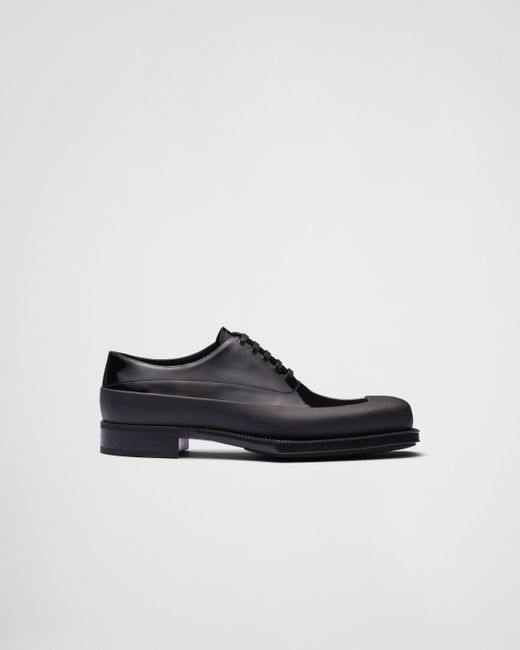 Prada Black Patent Leather Derby Shoes for men