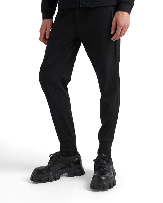 Prada Black Technical Cotton And Re-Nylon Pants for men