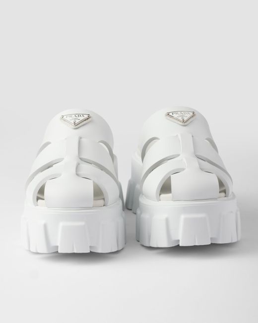 Prada White Monolith Rubber Mules