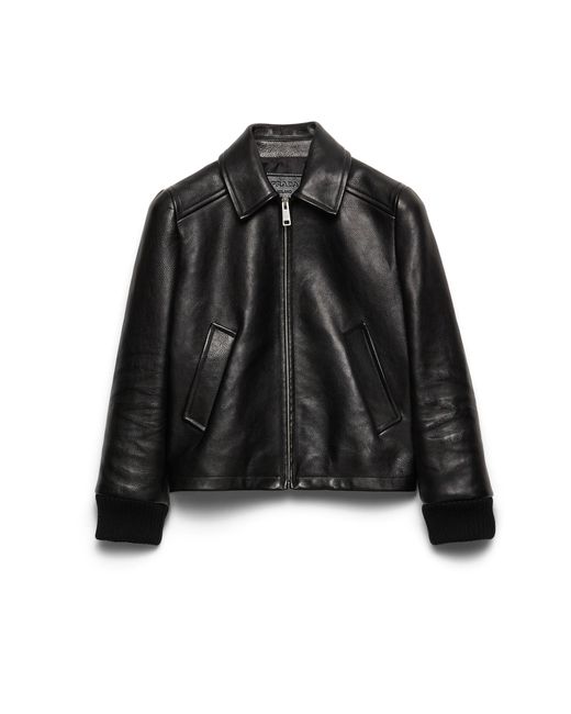 Prada Black Leather Blouson Jacket