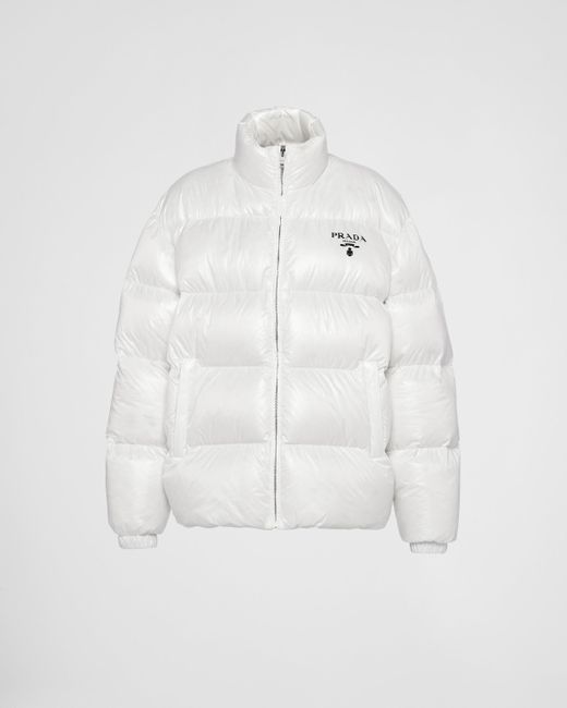 Prada White Re-Nylon Hooded Down Jacket