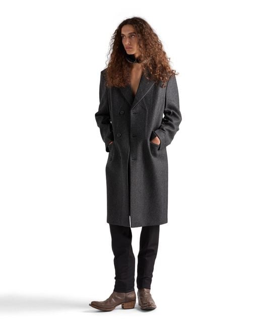 Prada Black Single-Breasted Wool Coat for men