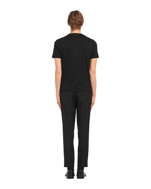 T-Shirt En Coton Stretch Prada pour homme en coloris Black