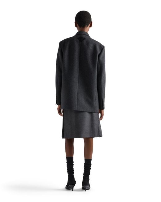Prada Black Single-Breasted Chevron Caban Jacket