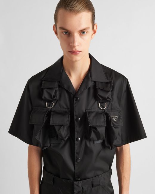 Prada Kurzärmliges Hemd Aus Re-Nylon in Black für Herren