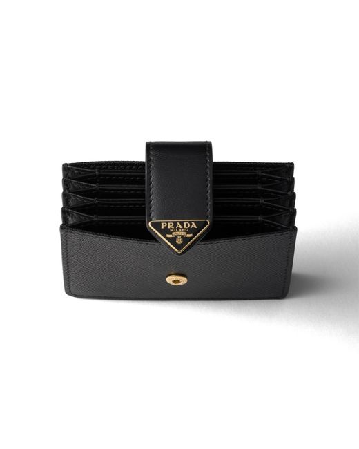 Prada White Saffiano And Smooth Leather Card Holder