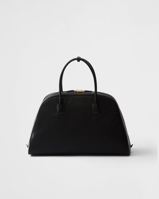 Prada Black Medium Re-Nylon And Leather Top-Handle Bag
