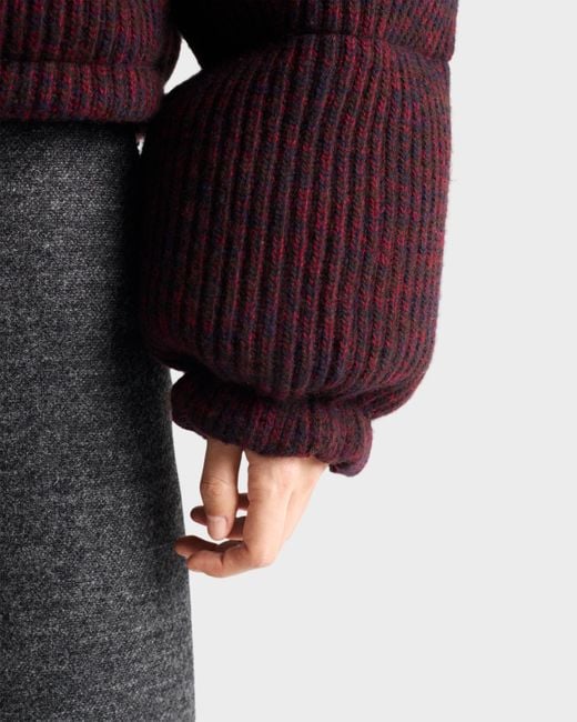 Prada Red Cropped Cashmere And Wool Down Jacket