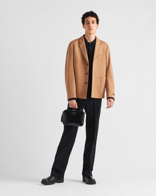 Prada Natural Single-breasted Cashmere And Wool Jacket for men