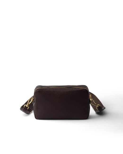 Prada White Small Leather Shoulder Bag, Dark