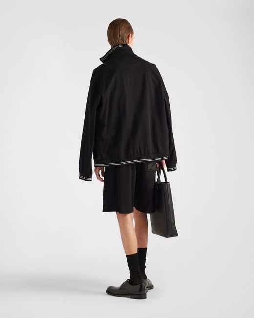 Prada Black Cotton Cardigan With Re-Nylon Detail for men