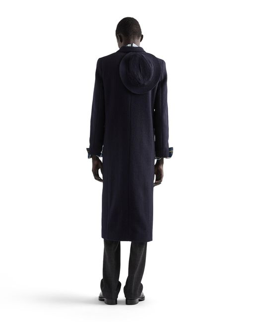 Prada Blue Double-Breasted Wool Coat for men