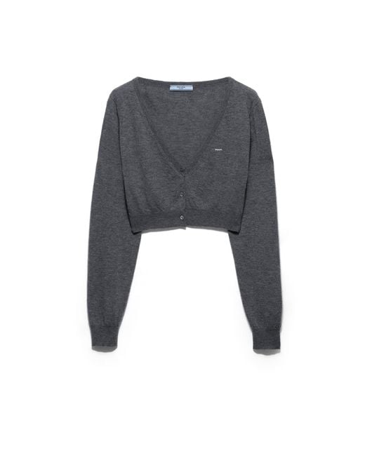 Prada Black Cropped Cashmere Cardigan