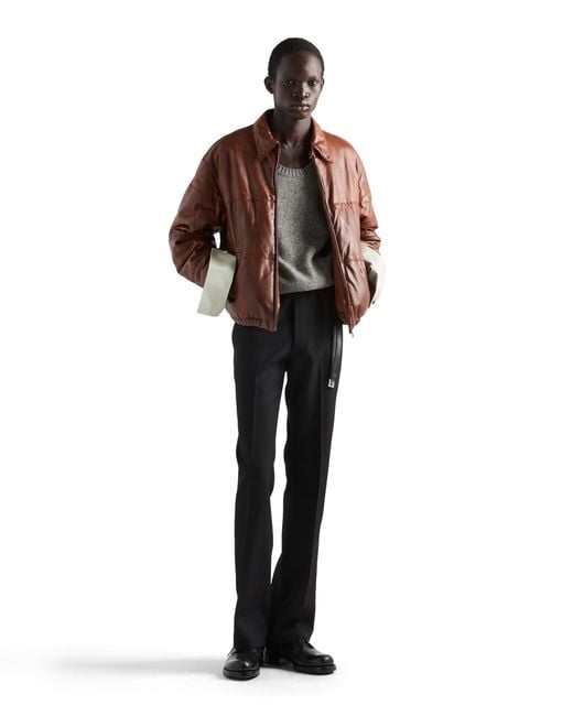 Prada Brown Nappa Leather Jacket for men