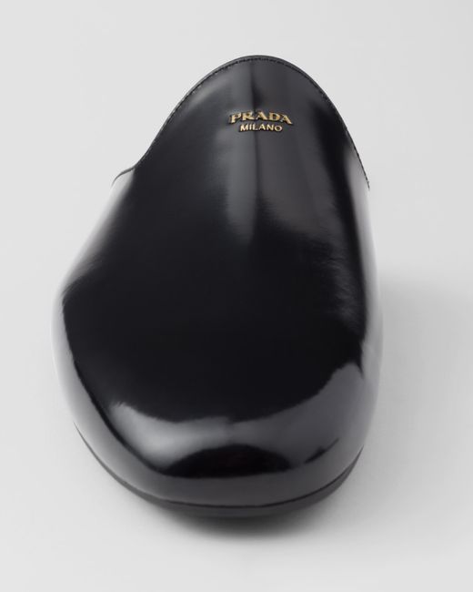 Pantoufles En Cuir Brossé Prada pour homme en coloris Black