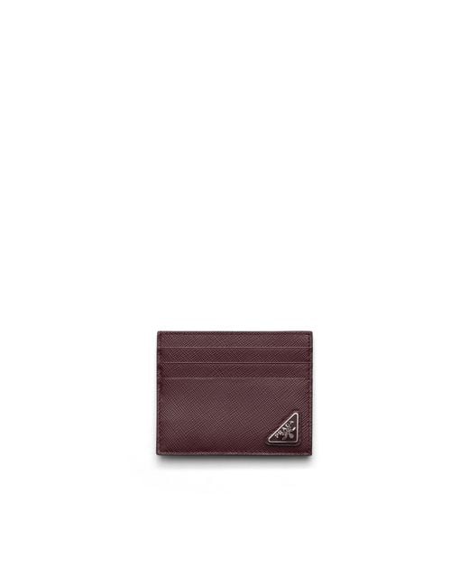 Prada Purple Saffiano Leather Card Holder for men