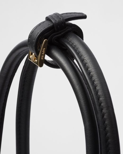 Prada Black Large Leather Tote Bag With Zipper Closure