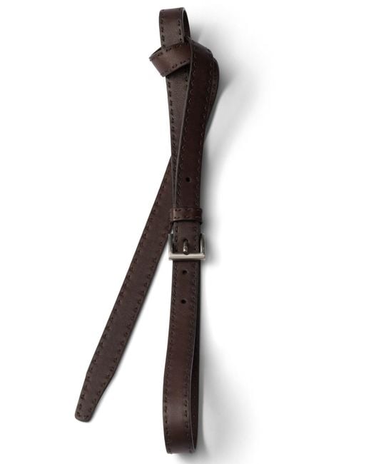 Prada White Antiqued Leather Belt
