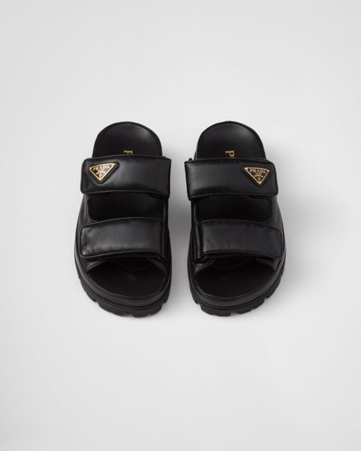 Prada Black Nappa Leather Slides
