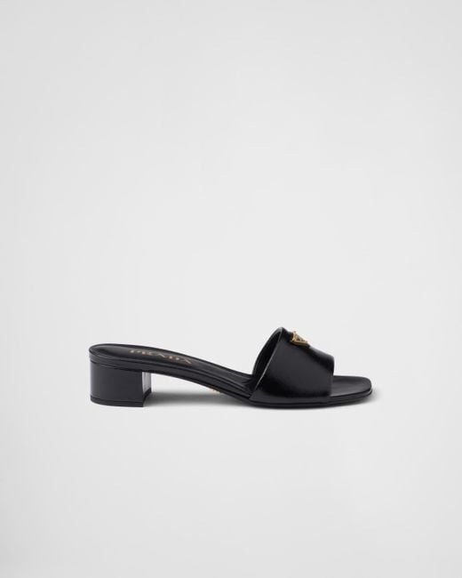 Prada Black Saffiano Patent Leather Sandals