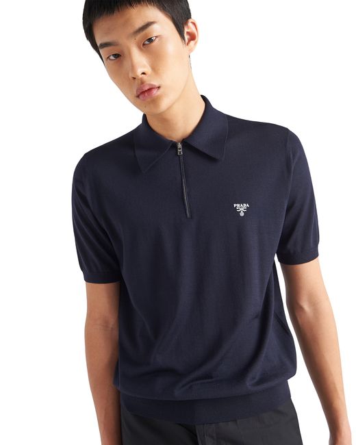 Prada Blue Polo M/C Zip for men
