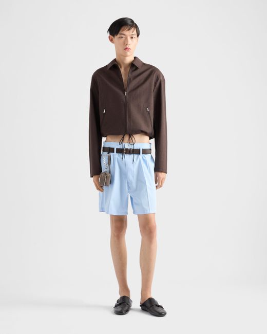 Prada Blue Poplin Bermudas for men