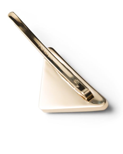 Prada White Logo-Engraved Triangle Hair Clips
