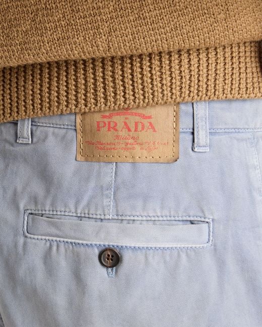 Prada Blue Washed Gabardine Pants for men
