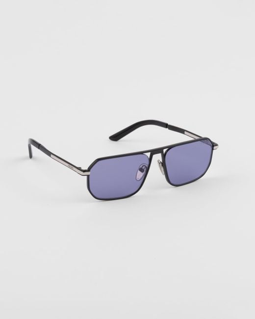 Prada Sonnenbrille Mit Ikonischer Plakette Aus Metall in Blue für Herren