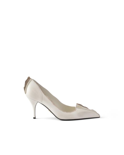 Prada White Antiqued Leather Pumps