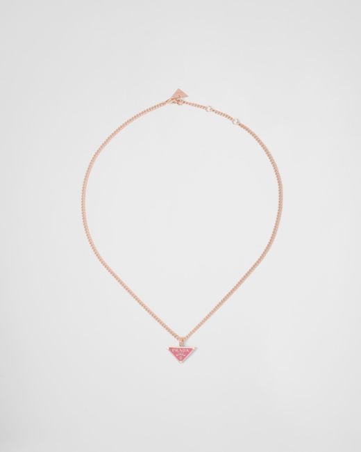 Prada White Eternal Gold Pendant Necklace In Pink Gold With Diamonds
