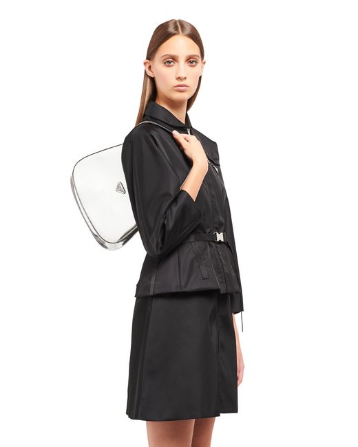Prada White Cleo Brushed Leather Shoulder Bag