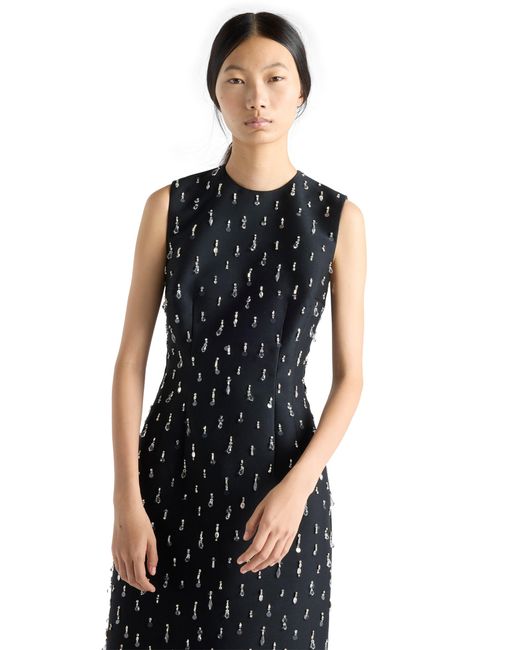 Prada Black Embroidered Scuba Dress