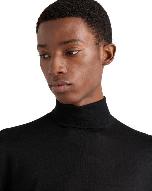 Jersey De Cuello Alto En Seda Y Cachemir, Hombre, Talla Prada de hombre de color Black