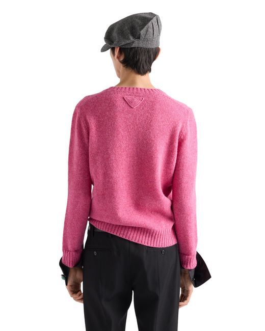 Prada Pink Shetland Wool Crew-Neck Sweater for men