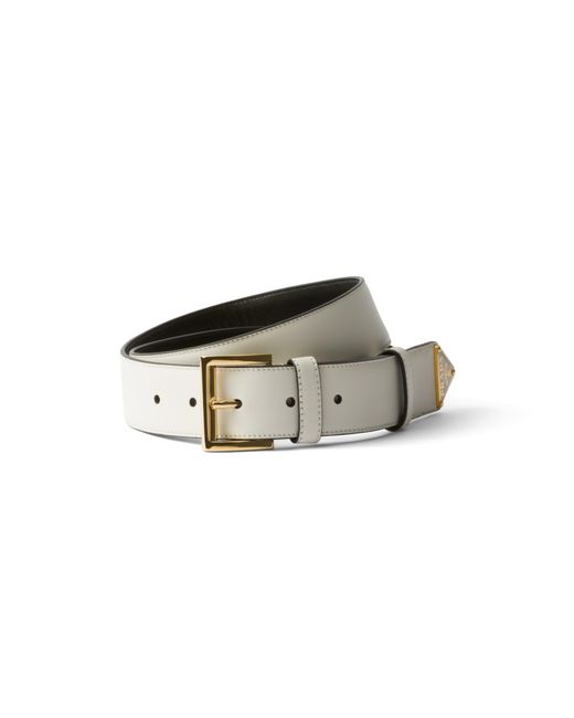 Prada White Leather Belt