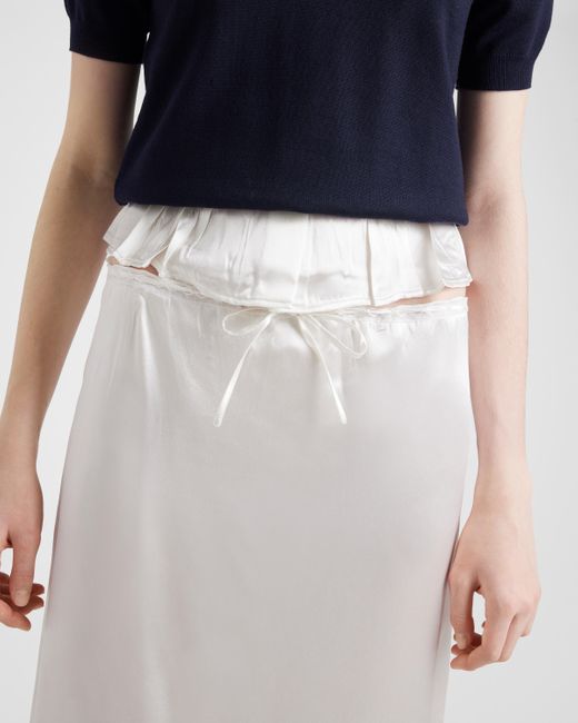 Prada White Bestickter Rock Aus Satin