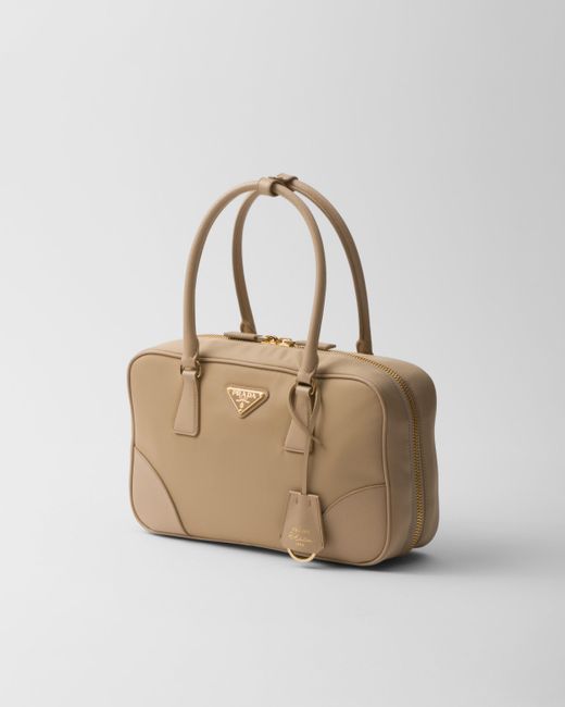 Prada Natural Re-Edition 1978 Medium Re-Nylon And Saffiano Leather Two-Handle Bag