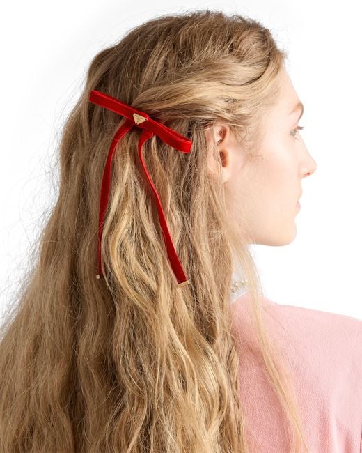 Prada Red Velvet Hair Clip