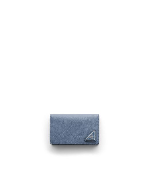Prada Blue Saffiano Leather Card Holder for men