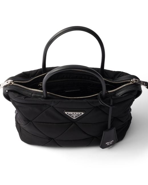 Prada Black Padded Re-Nylon Medium Tote Bag
