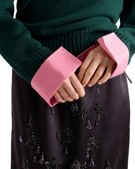 Prada Black Satin Skirt With Embroidery